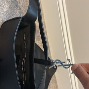 Yves Saint Laurent Black Shoulder Bag with Silver Logo